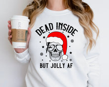 Load image into Gallery viewer, White Sweater Dead inside but jolly AF
